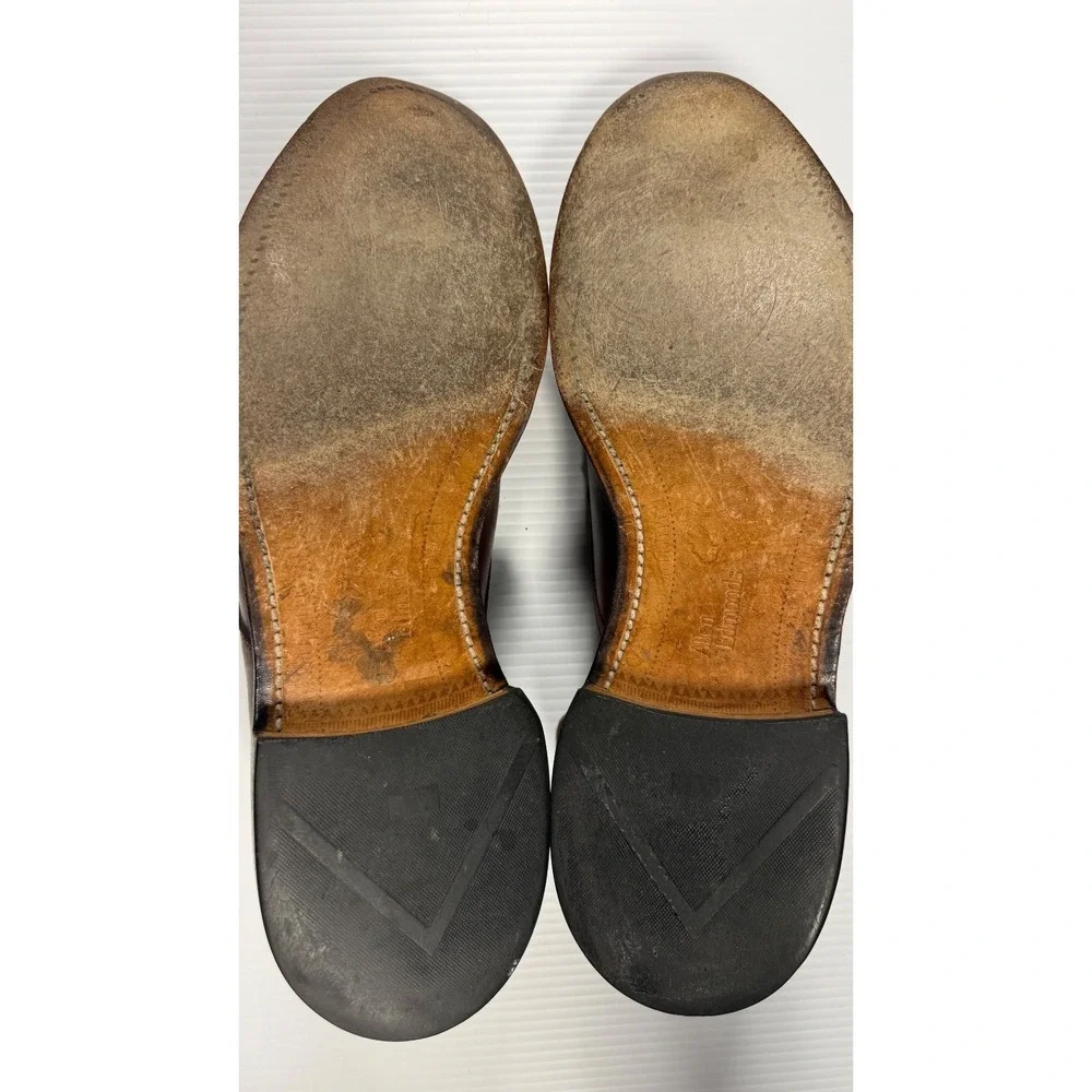 Allen Edmonds Hersey Mens 11.5 B Brown Woven Leather Apron Toe Derby USA